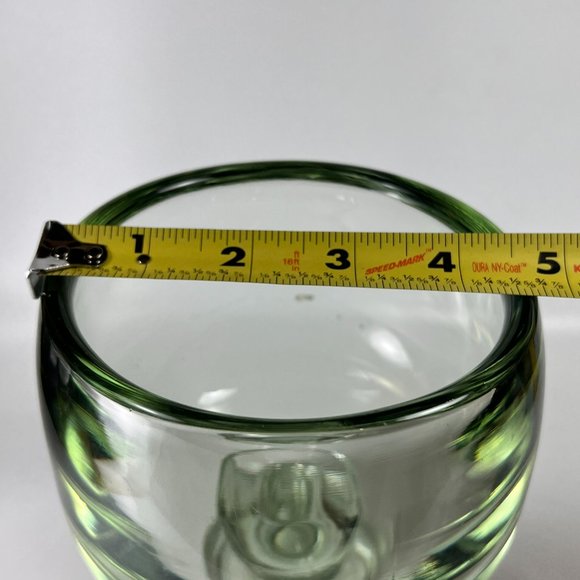 Hand Blown Footed Stemmed Glass Goblet Vase Green Hue Tint Heavy Unbranded 8" - Picture 16 of 16